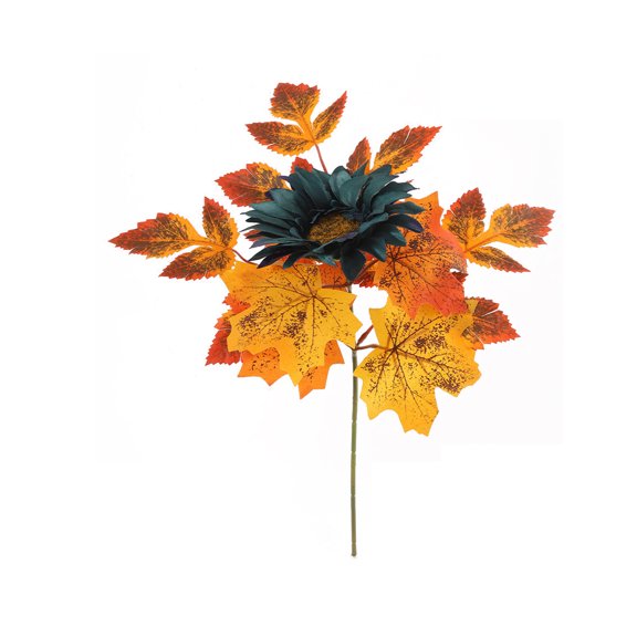 DefiDgd Faux Sunflower Maple Leaf Floral Pick,Fall Foliage Decorative Stem Branch for Thanksgiving Halloween Farmhouse Vase Arrangement Table Centerpiece Home Decoration(A)