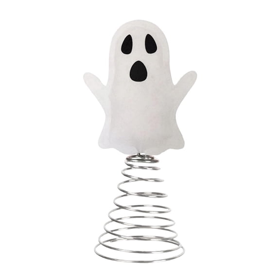 DefiDgd Felt Ghost Spring Tree Topper,Freestanding Lightweight Spooky Decor for Halloween Farmhouse Table Treetop Mantel Shelf Indoor Holiday Party Home Decoration(White)