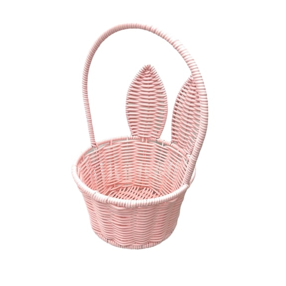 DefiDgd Flower Basket Woven Rattan Easter Gift Egg Basket,Basket with Rabbit Ears for Wedding Birthday Party Garden Home Decoration