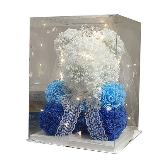 DefiDgd Flower Rose Bear Gift for Her,Cute Flower Bear Statue with Light,Gift for Wife Couple Family Birthday Anniversary Mothers Day Valentines Day,Home Decoration(C)