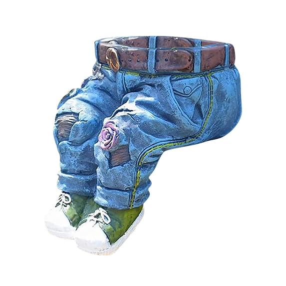 DefiDgd Garden Denim Jeans Planter Statue Ornaments,Denim Jeans Resin Flower Pot Decorative Planter for Outdoor Indoor Lawn Home Living Room Decor(D)
