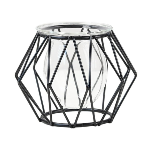 DefiDgd Glass Vase Small Flower Vase Hollow Clear Vases,for Hydroponic Planter Flowers,Farmhouse Office Table Desktop Decor(B)