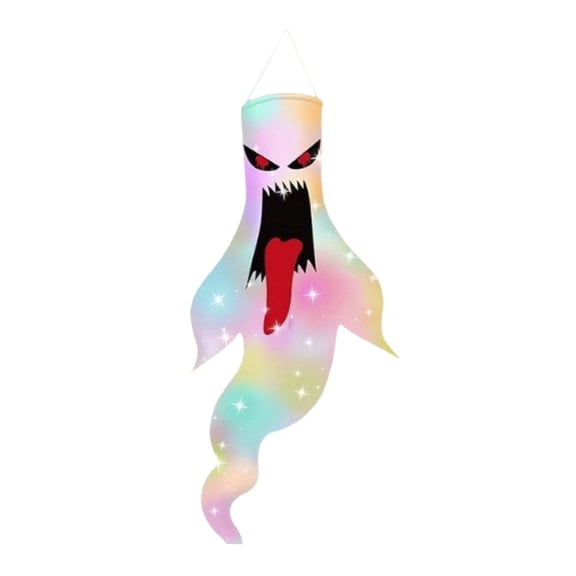 DefiDgd Halloween Colorful Shaped Ghost Windsock,Outdoor Hanging Wind Flag Pendant for Halloween Holiday Yard Porch Ornament Front Door Garden Lawn Party Outdoor Decoration(B)