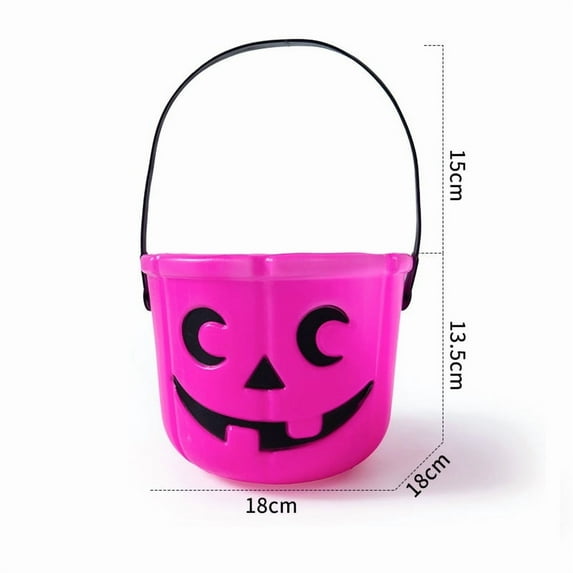 DefiDgd Halloween Pumpkin Bucket Candy Bucket with Handle,Small Plastic Pumpkin Ghost Bucket For Halloween Party Supplies(H)