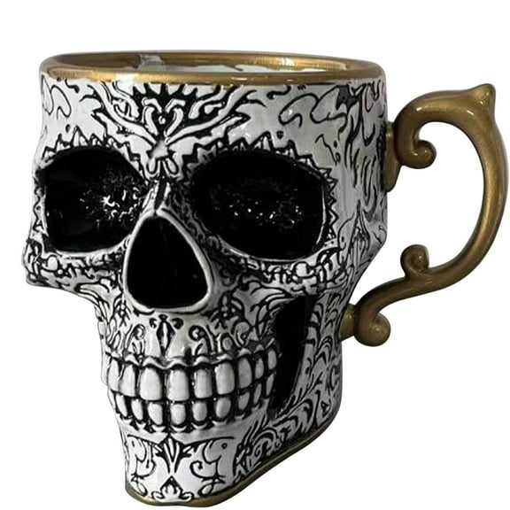 DefiDgd Halloween Skull Coffee Mug Decoration,Terrifying Drinkware Skull Cup with Handles,Gift for Coffee Lovers,Halloween Party Supplies(B)