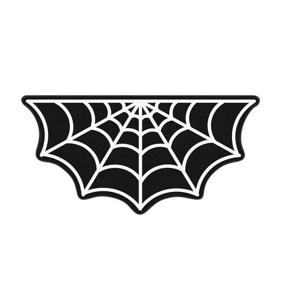 DefiDgd Halloween Spider Web Floor Mat Decoration,Bathroom Decor Large Black Gothic Non Slip Kitchen Rug,Washable Half Circle Area Rug for Front Door Porch Indoor Doormat(B)
