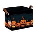 thumbnail image 1 of DefiDgd Halloween Storage Basket Canvas Organizer Bin with Handles,Ghost Pumpkin Printed Fabric Storage Box for Clothing Books Snacks Home Living Room Bedroom Holiday Decor(Orange), 1 of 6