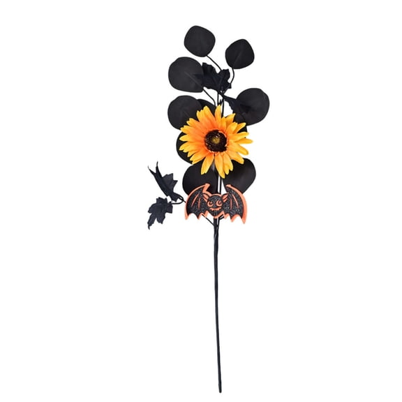 DefiDgd Halloween Theme Floral Pick with Black Maple Leaf,Spooky Vase Filler Stem for Halloween Farmhouse Tabletop Centerpiece Front Door Porch Home Party Arrangement Decor(A)
