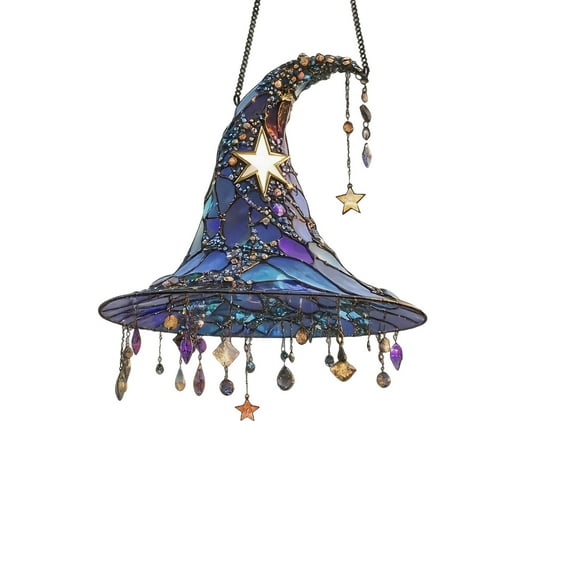 DefiDgd Halloween Witch Hat Hanging Ornament,beatiful Witch Hat Acrylic,Charming Moonlight Witch Window Hanging Sun Catcher Decor,for Indoor Outdoor Windows Hanging Decor