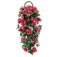 thumbnail image 1 of DefiDgd Hanging Rose Flowers Basket with Hook Hanging Decoration,Faux Plastic Flower in Planter for Home Room Garden Wedding Indoor Outdoor Decoration(Hot Pink), 1 of 5