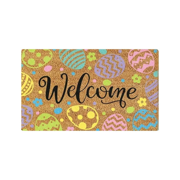 DefiDgd Happy Easter Welcome Doormat,Colorful Bunny Coir Doormat Outdoor Mat,Welcome Non-Slip Front Mat Decorative Rugs for Indoor Farmhouse Entrance Porch Party Home Decor