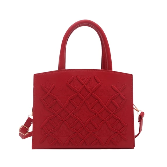 DefiDgd Large Capacity Faux Leather Handbags and Purses for Women,Surface Pattern Shoulder Crossbody Bag Top Handle Totes for Evening Party Shopping Daily Use(Red)