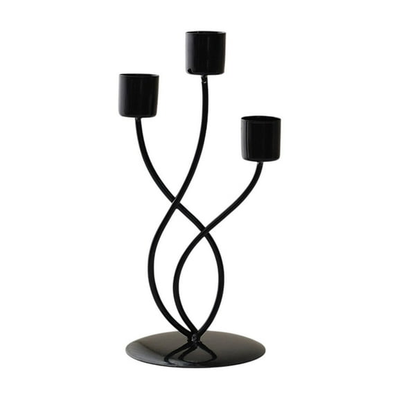 DefiDgd Metal Candlestick Holders,3Arms Taper Candelabra Vintage Pillar Candle Stick Holder Housewarming Gift for Wedding Table Centerpiece,Candlelight Dinner,Party(Black)