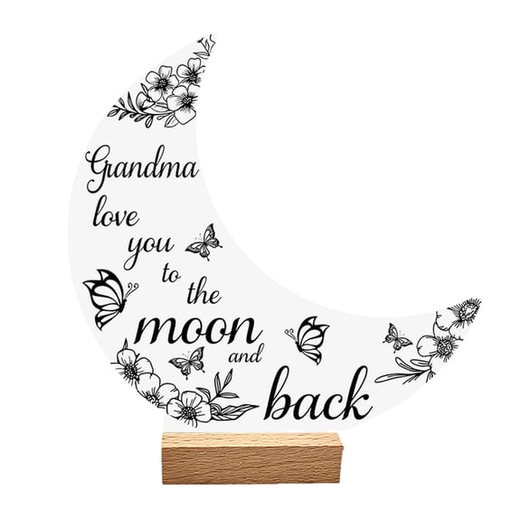 DefiDgd Mother's Day Crescent Shaped Acrylic Tabletop Sign,Thank You Mom Wood Sign Happy Mother's Day 2D Sign for Table Centerpiece Home Table Holiday Decor(A)