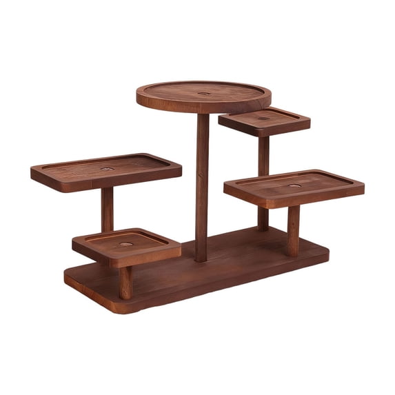 DefiDgd Multi Layer Wooden Display Stand,Showcase Figurine Display Shelf Riser for Mini Statue Small Potted Plant Toys and Dolls Home Decoration(Coffee)