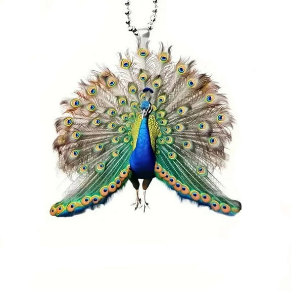 DefiDgd Peacock Car Hanging Ornament,Colorful Peacock with Lanyard Car Rearview Mirror Pendant Decoration,Acrylic Keychains Backpack Decoration