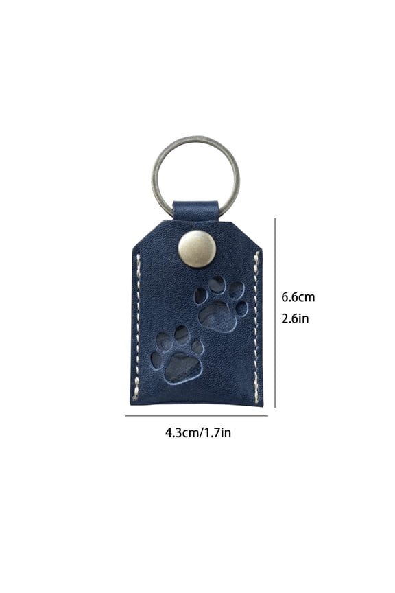 Pet Hair Storage Keychain,Pet Paw Pattern Keychain,Pet Memorial Gift Keyring, Handmade Key Holder for Pet Commemorative(Navy)