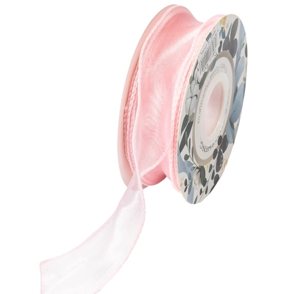 DefiDgd Pink Ribbon Semi Sheer Mesh Ribbon Roll for Gift Wrapping,Valentine's Day Birthday Party Wedding Easter Home Decoration(Water Pink)