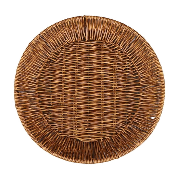 DefiDgd Plastic Faux Vines Woven Storage Baskets,Stackable Plastic Round Serving Basket for Fruit Bread Vegetable Snack Home Party Outdoor Indoor Use(Medium)