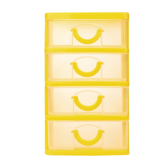 DefiDgd Plastic Multi-layered Desktop Drawer Style Storage Box,Stackable Desk Organizer for Craft Cosmetics Stationery,Ideal for Vanity,BathroomCabinet,Desk(Yellow,4 Layer)