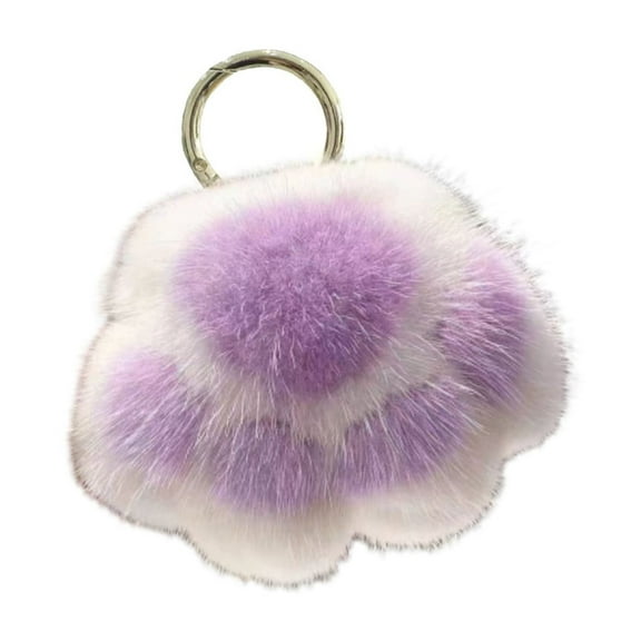DefiDgd Plush Paw Keychain Ornament,Cute Soft Cat Paw Keychain Pendant for Key Chain Ring Holder Bag Purse Pendant,Women Gifts(Purple)