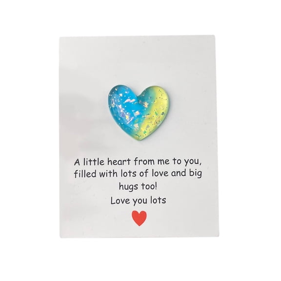 DefiDgd Pocket Hug Heart Tokens,Heart Shaped Crystal Stone with Greeting Card and Pocket Love Gifts Accessories for Family Classmates Lover Home and Room Decor(D)