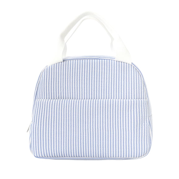 DefiDgd Reusable Fabric Striped Lunch Box for Men and Women,Large Capacity Insulated Lunch Box Container for Work Office Picnic Travel Classroom(Blue)