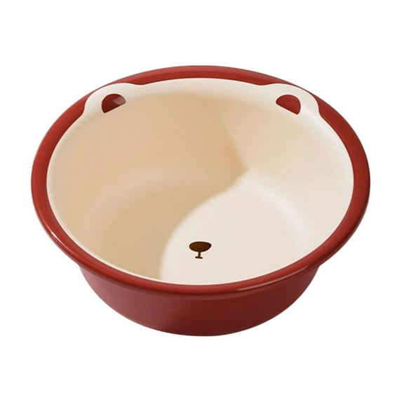 DefiDgd Round Plastic Wash Basin,Cute Bear Ears Design Wash Basin,Versatile Foot Soak Tub Vegetable Fruit Dish Tub Portable Laundry Washing Cleaning for Kichen Bathroom(Red)