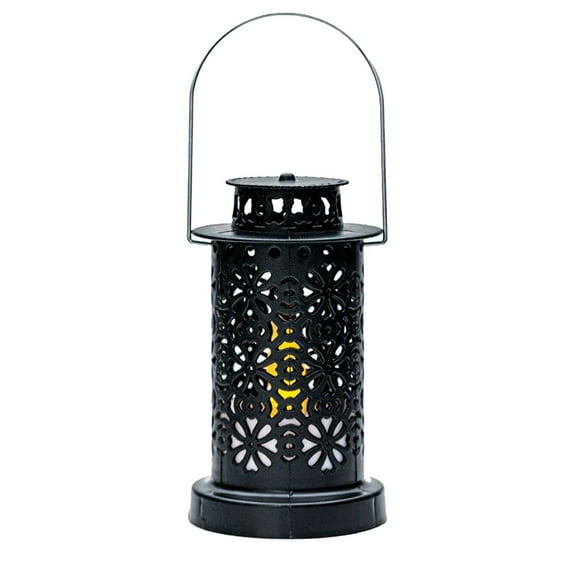 DefiDgd Small Candle Lanterns Flameless LED Lights,Battery Operated Decorative Lantern Lights,Hollow-Out Design,for Indoor Outdoor Patio Garden Home Table Party Decoration Gift(Black)