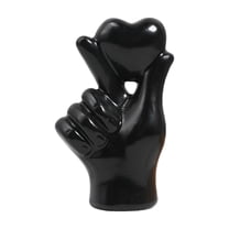 DefiDgd Small Heart Shaped Hands Sculpture Decor Table Ornament,Love Finger Statue Modern Home Decor for Valentine's Day Birthday Party Home Decoration(Black)