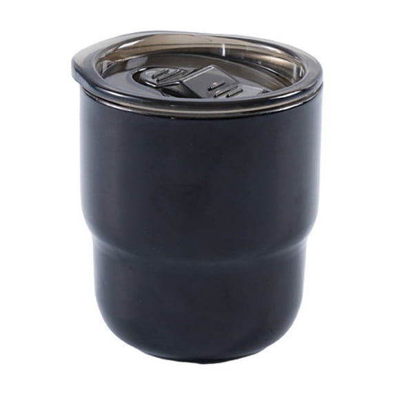 DefiDgd Small Stainless Steel Coffee Tumbler,Insulated Travel Mug with Flip Lid,Compact Leakproof Cup for Hot Cold Drinks Office Desk Home Outdoor Daily Use(Black)
