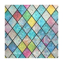 DefiDgd Stained Glass Window Film,Colorful Window Privacy Fil,Decorative Sunshade Film Glass Clings Stickers Static Cling Colorful Lattice Coverings Decals for Home Door
