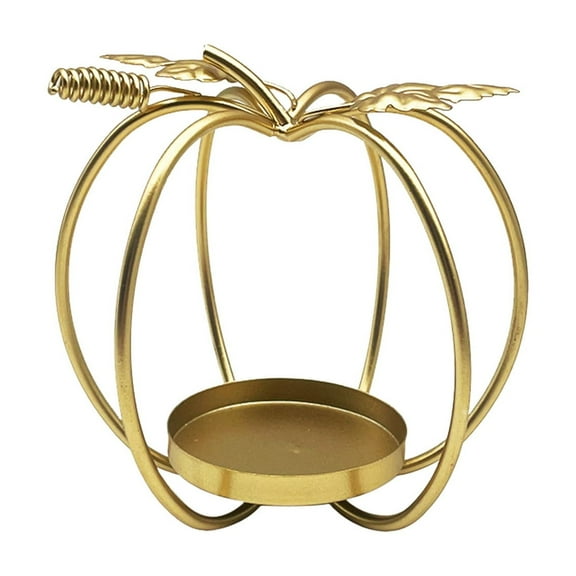 DefiDgd Thanksgiving Metal Hollow Pumpkin Candle Holder,Fall Pumpkin Candle Holder for Holiday Table Centerpieces Home Room Party Vintage Decoration(Gold)