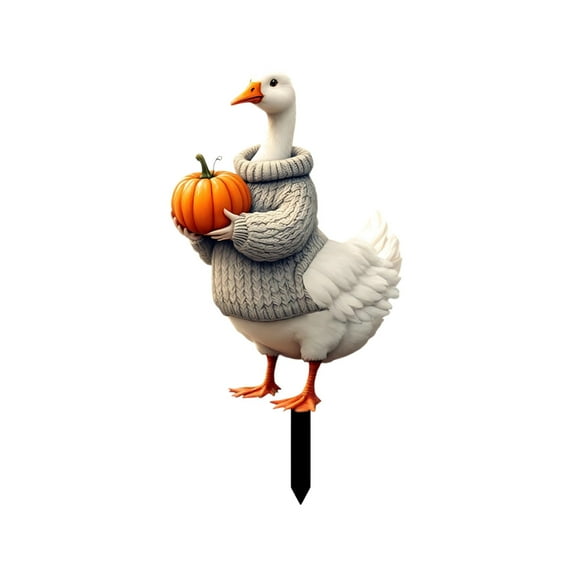 DefiDgd Thanksgiving Yard Sign Gooses With Pumpkin Decor,Animal Yard Stake Outdoor Lawn Sign Yard Decor Garden Decoration Outside for Home Pathway Walkway Decorations(A)