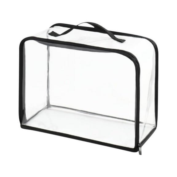 DefiDgd Transparent Large Capacity Cosmetic Bag,Travel Cosmetic Storage Bag with Handle,Portable Zipper Cosmetic Bag with Compartments for Women(A)