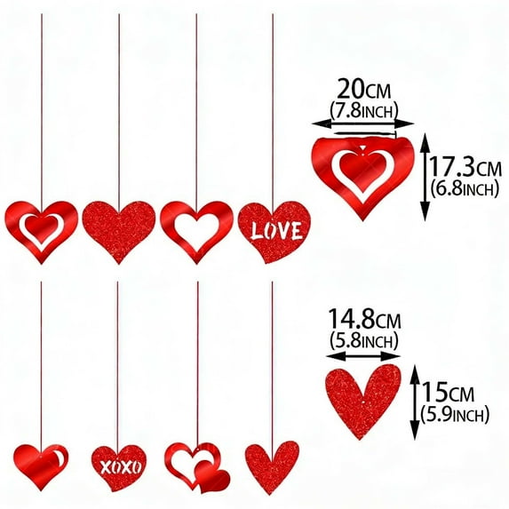 DefiDgd Valentine's Day Hanging Hollow Out Giltter Heart Swirls Decorations,Hanging Ornament for Wedding Anniversary Engagemeng Party Home Decorations Supplies(b)