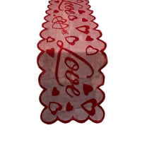 DefiDgd Valentine's Day Heart Pattern Lace Table Cover,Red Love Heart Table Runner for Valentines' Day Wedding Anniversary Party Home Decor(D)