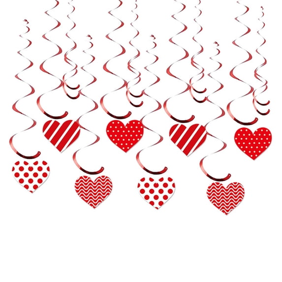 DefiDgd Valentine's Day Heart Shaped Hanging Swirls Pendant,Paper Ribbon Spiral Ornament Streamers for Coquette Birthday Wedding Valentine's Day Engagement Party Supplies(A)