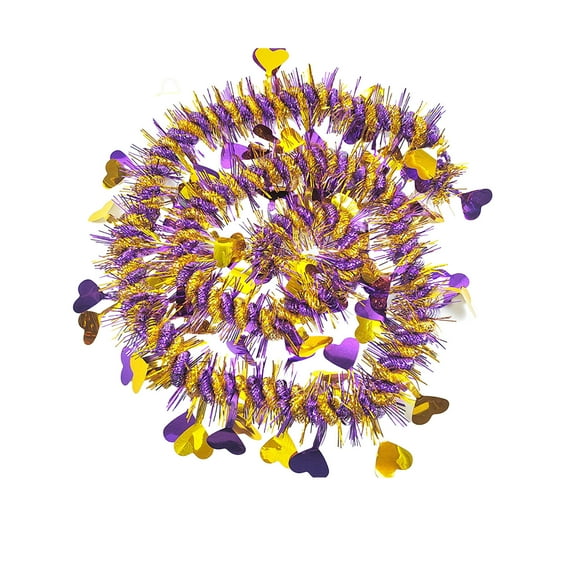 DefiDgd Valentine's Day Heart Tinsel Garland,Colorful Glitter Hanging Garland Decorations for Valentine's Day Birthday Weeding Party Indoor Outdoor Home Decoration(Purple)