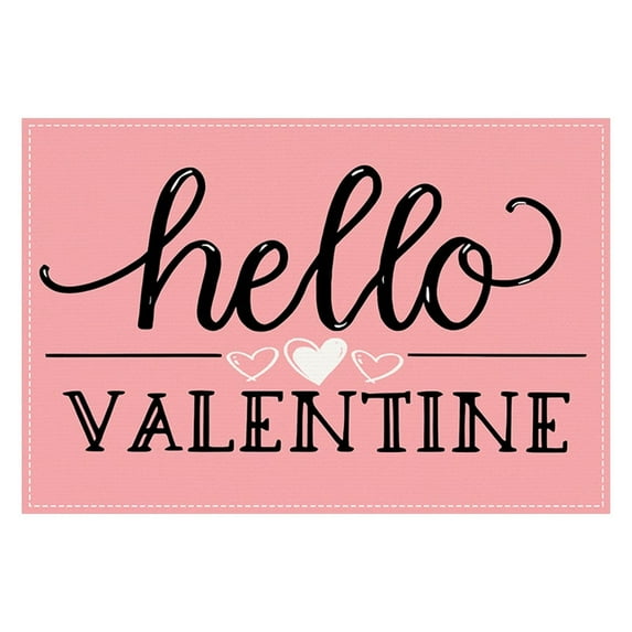 DefiDgd Valentine's Day Placemats,Love Heart Rose Flower Linen Place Mat,Reusable Heat-Resistant Washable Table Mat for Wedding Valentine's Day Party Kitchen Dining Home Decor(S)