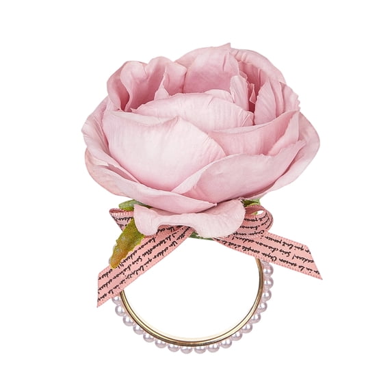 DefiDgd Valentine's Day Rose Flower Napkin Rings,Cute Flower Wreath Napkin Rings for Easter Wedding Birthday Party Dinner Banquet Kitchen Table Decor(D)