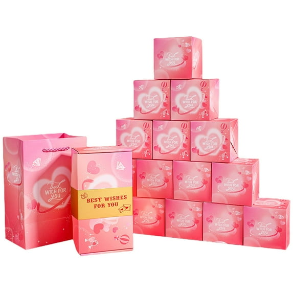 DefiDgd Valentine's Day Surprise Box,Gift Box Explosion for Money,Folding Bouncing Gift Boxes Explosion for Birthday Anniversary Valentine's Day(10Bouncing Box+Gift Box+Gift Bag,Pink)