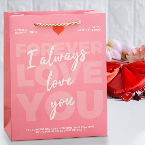 DefiDgd Valentine's Day Tote Bags with Handle,Reusable Tote Woven Shopping Bag Handbag for Valentines Wedding Birthday Gift Wrapping Supplies(A)