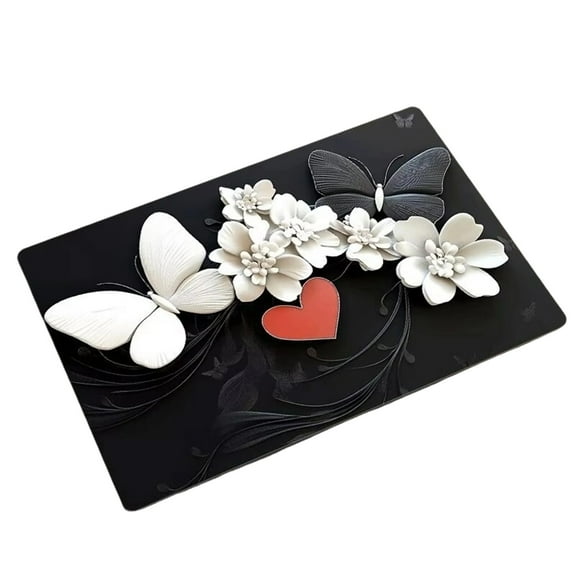 DefiDgd Valentine's Day Welcome Doormat for Front Door,Flower Pattern Non Slip Washable Floor Mats for Outdoor Indoor Wedding Holiday Home Decoration(B)