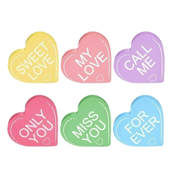 DefiDgd Valentine's Day Wooden Heart Shaped Table Ornament,Cute Wood Valentine Heart Decorations for Home Office Wedding Dinner Gifts Table Wall Door Decor(E)