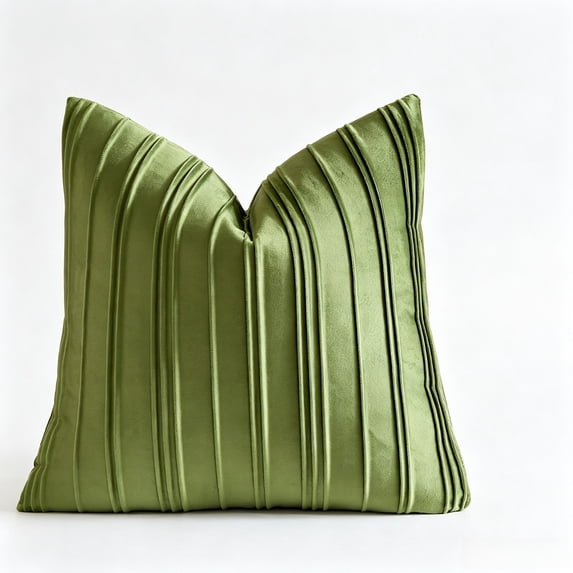 DefiDgd Velvet Throw Pillow Cover,Minimalist Striped Textured Square Cushion Case,Soft Decorative Pillow Slip for Sofa Couch Bed Living Room Bedroom Farmhouse Home Decoration(Light Green)