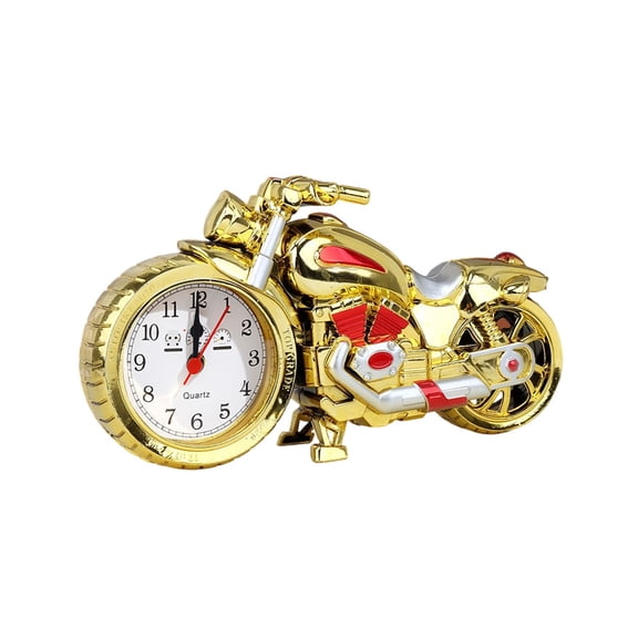 DefiDgd Vintage Desk Clock Small Statue Home Decoration,Tabletop Clock Motorcycle Figurine for Mantle Shelf Decorations Living Room Office,Gifts for Men Motorcycle Lovers(Gold)