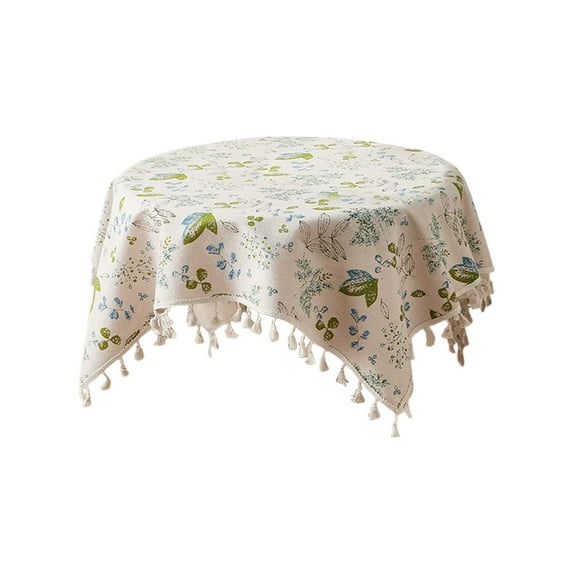 DefiDgd Vintage Floral Rectangle Lace Tassel Tablecloth,Waterproof Washable Embroidered Table Cloth for Wedding Banquet Dinner Kitchen Picnic Decoration(C)