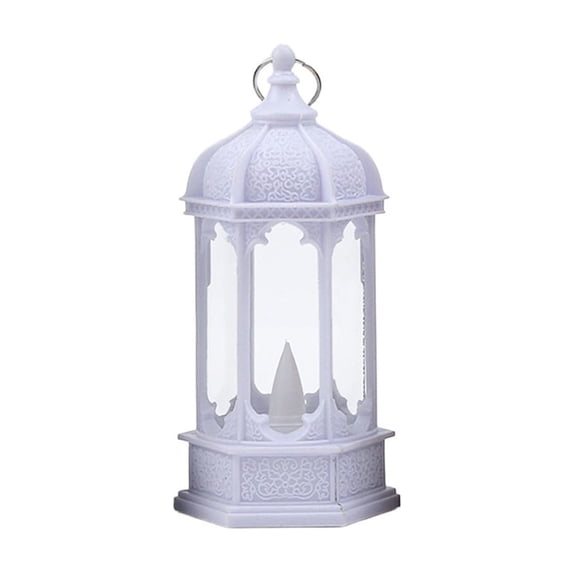 DefiDgd Vintage LED Flameless Candle Lantern with Handle,Portable Hanging Flickering Tealight Decorative Light for Halloween Tabletop Porch Wedding Farmhouse Holiday Home Ornament(White)