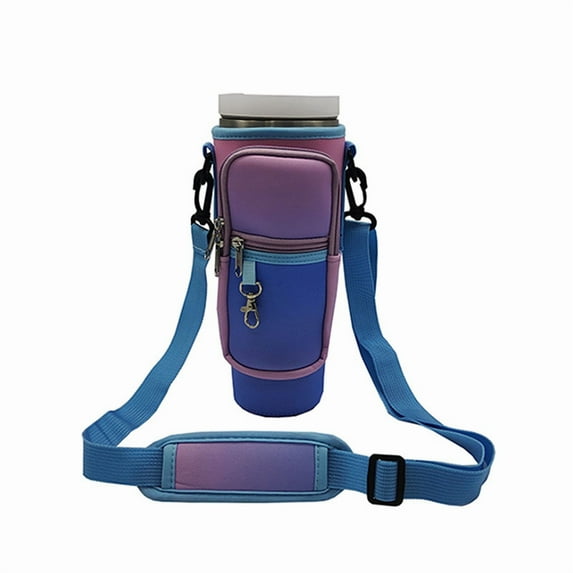 DefiDgd Water Bottle Carrier Bag with Phone Pocket for 40/30 oz Large Water Bottle Holder Pouch,with Adjustable Strap Bollus with Straw Cover for Outside Sport,Travel Camping(Multicolor)